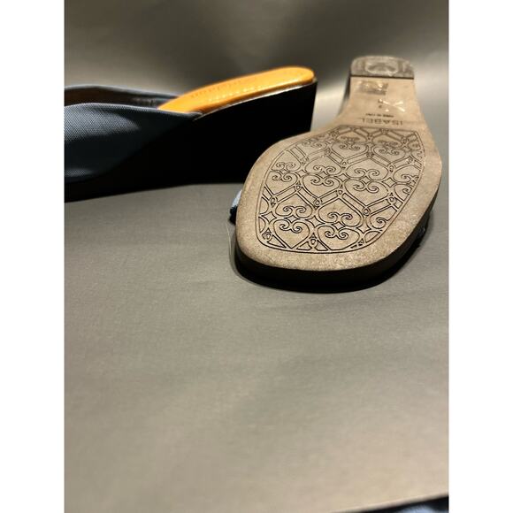 Brighton Isabel Blue and Silver Leather Slip on Sandal Wedge Mules - Picture 6 of 6